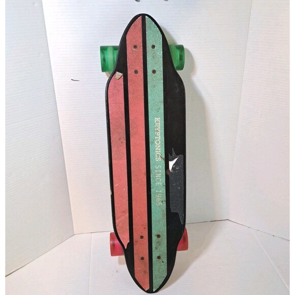 Kryptonics Skateboard Wood Red & Green Translucent Wheels Hawaiian Themed 26" - Picture 4 of 9